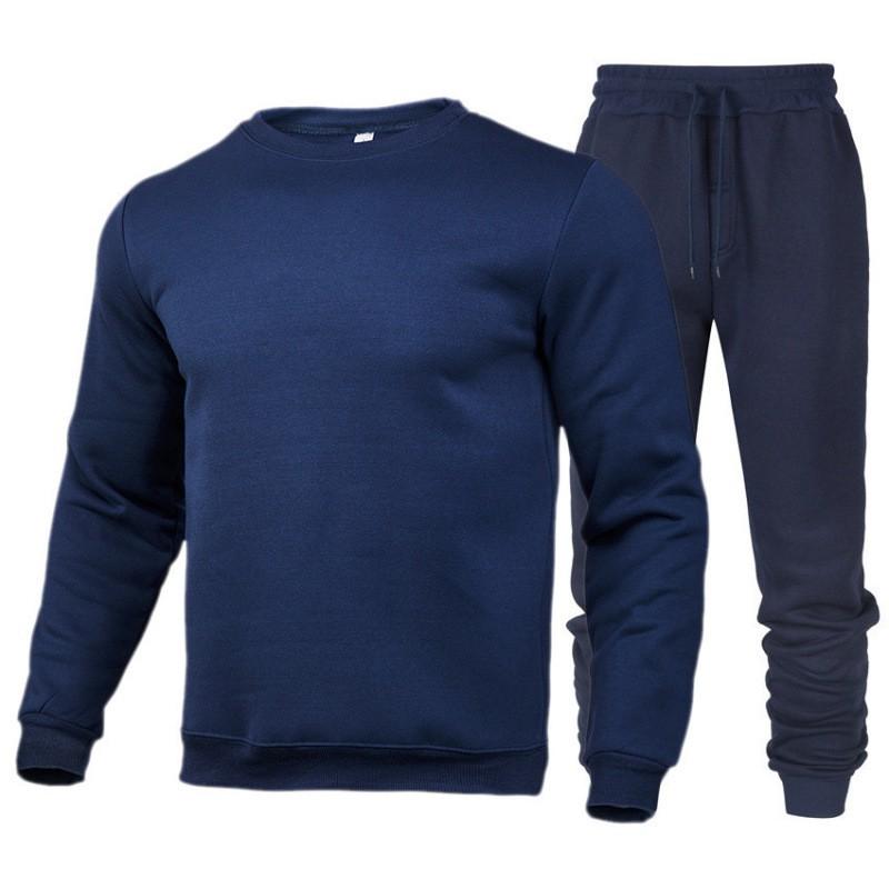 Mens Casual Sportswear Set Long Sleeve Hooded Top Full Length Pants Cotton Blend Comfort Fit