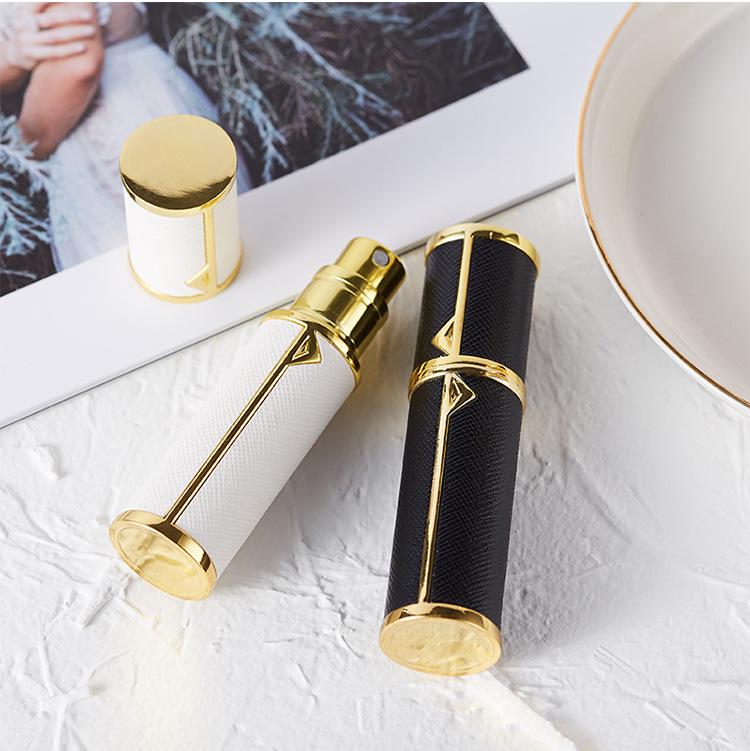 Luxury Leather 5ml Bottom-Fill Perfume Travel Spray Bottle - TSA Approved, Portable Gift.