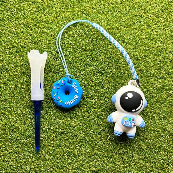 Plastic Anti Lost Golf Tee Hanger Cartoon Astronaut Golf Tee Ring with Strap for Men Women Loss Prevention Tee Holder for Golf Enthusiasts
