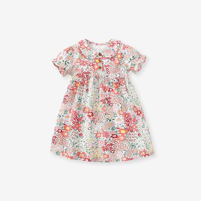 Girls Summer Dress Floral Ruffle Collar Princess Garden Party