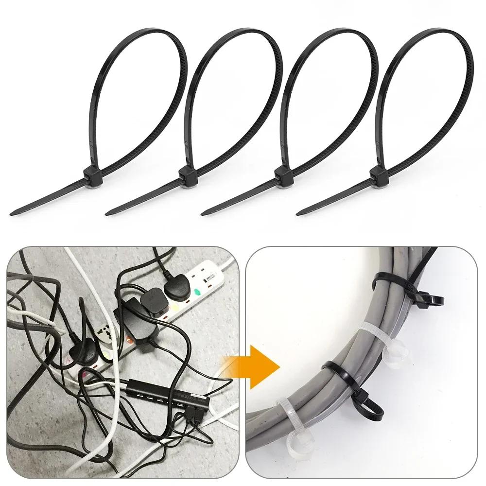 100Pcs Nylon Cable Ties Adjustable Self-locking Cord Ties Straps Fastening Loop Reusable Plastic Wire Ties For Home Office