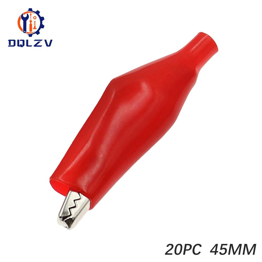 20PCS 28MM 35MM 45MM Metal Alligator Clip Crocodile Electrical Clamp Testing Probe Meter Black Red Plastic DIY Car Auto Battery