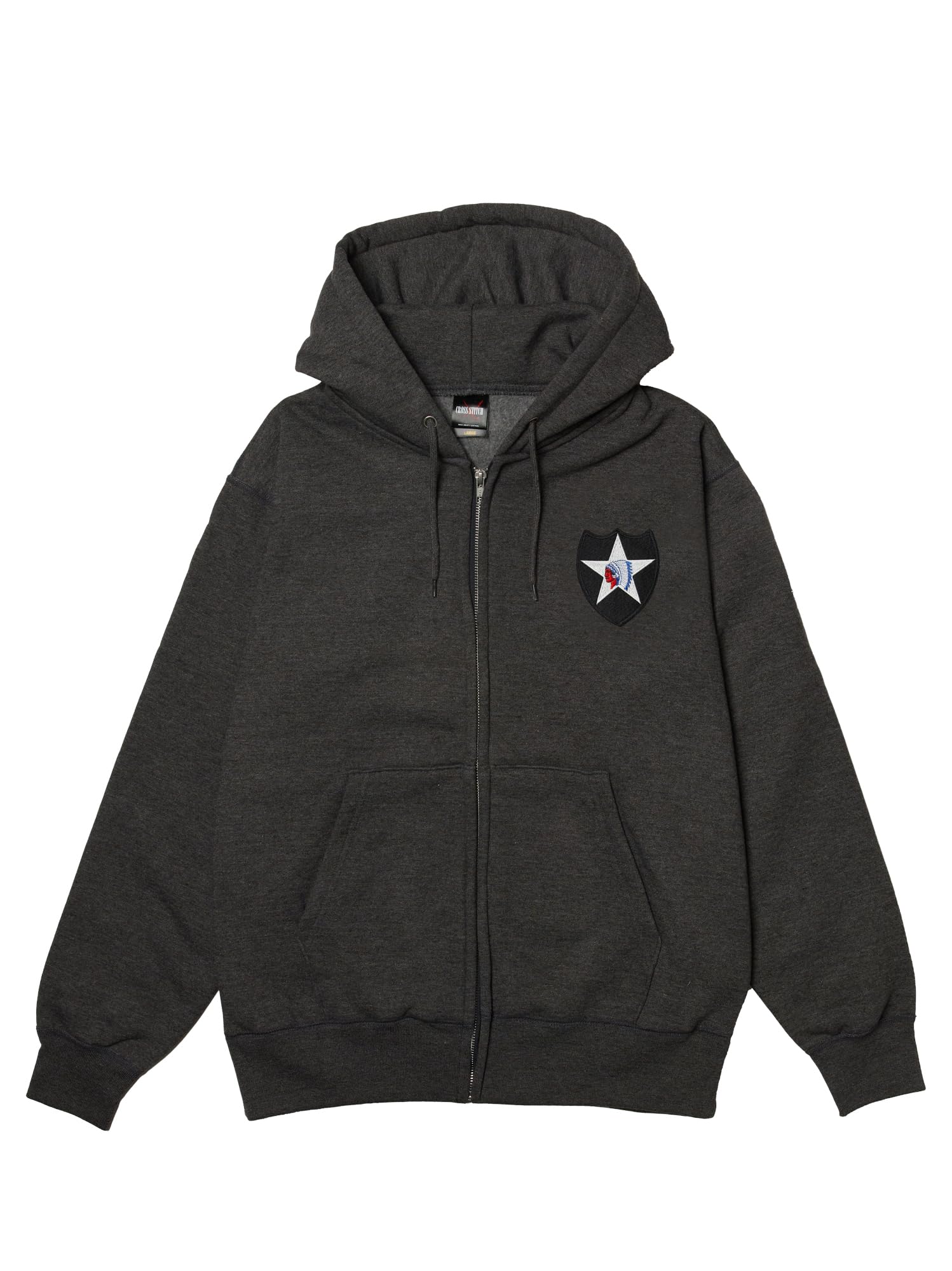 

Hooded sweatshirt with US military emblem brushed lining full zip charcoal [Fstyle] patch, hoodie,