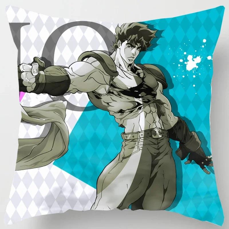 Anime Jojo Bizarre Adventure Jotaro Cushion Cover For Sofa Home Decorative Throw Pillow Cover Polyester Pillowcase Support