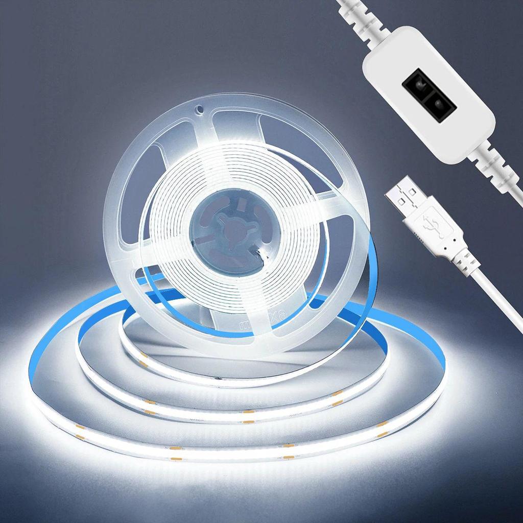 5V COB LED Light Strip Hand Sweep Sensor LED Strip with USB Power for Kitchen TV Backlight Self-adhesive Tape