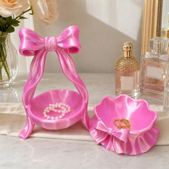 3D Printed Bow Jewelry Tray, Ring Dish, Entryway Table Trays, Decorative Trinket Dish, Jewelry Organizer Tray for Rings Necklaces Bracelets Keys