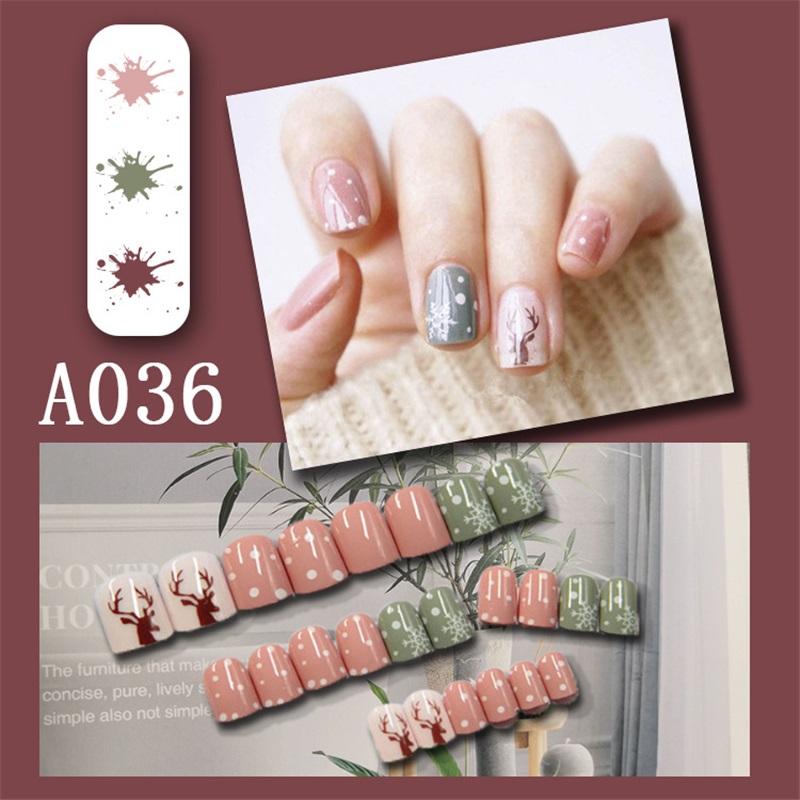 Winter Sweet Cartoon Christmas Wearing Nails Snowflake Santa Claus Nail Art Fake Nail Patch Christmas Collection