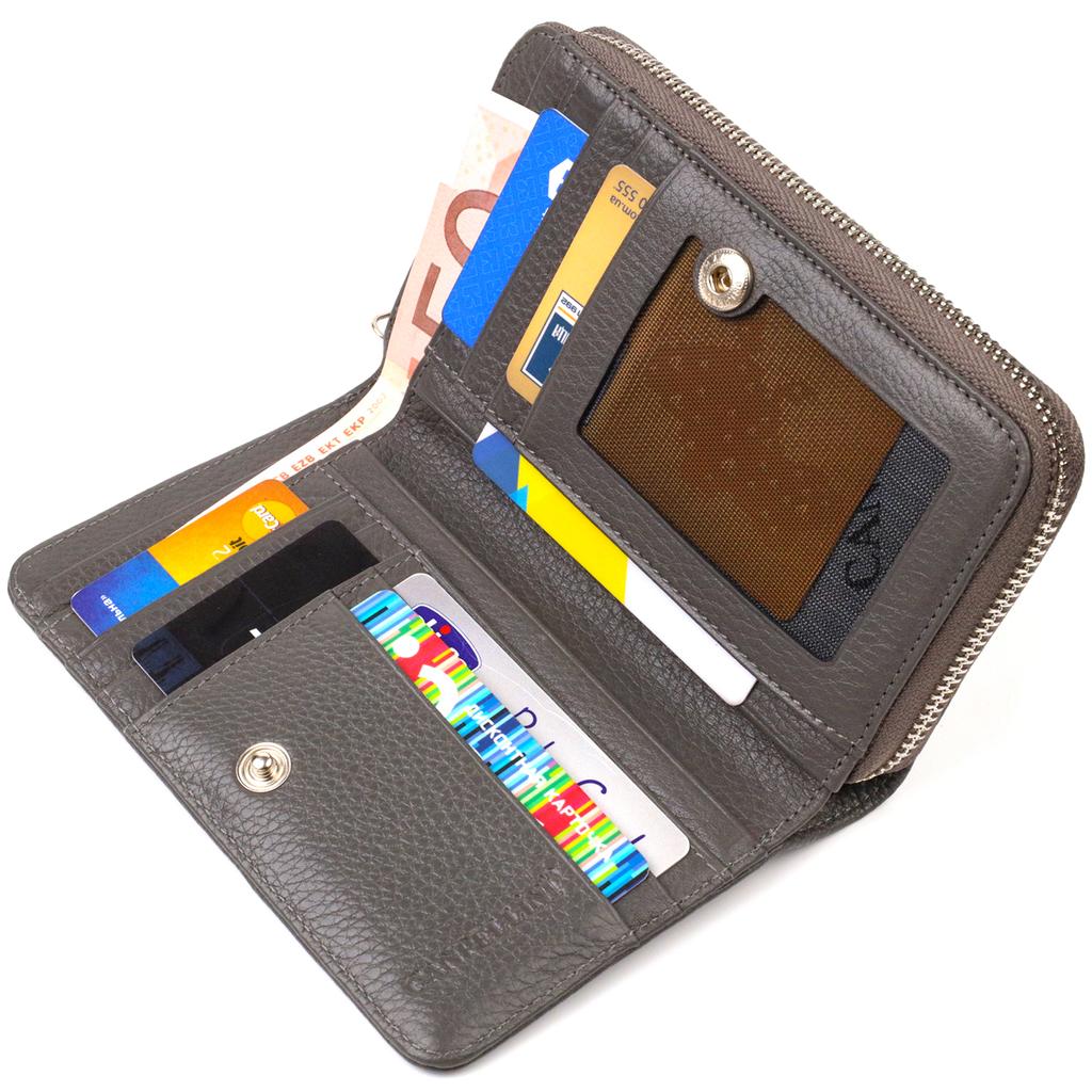 Ausgezeichnete mittelgroße Damenbrieftasche aus echtem Narbenleder CANPELLINI 21908 Grau