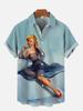 1980s Vintage Pin Up Girl Poster Sexy Girls Blonde Beauty 3D Prints Men's Short Sleeved Shirts For Men Fashion Hawaiian Shirts
