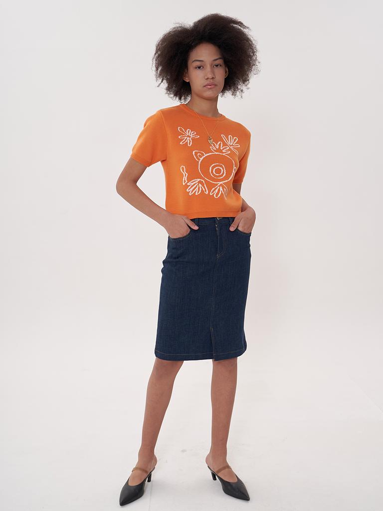 VIMUN Jacquard Crop Knit_Orange
