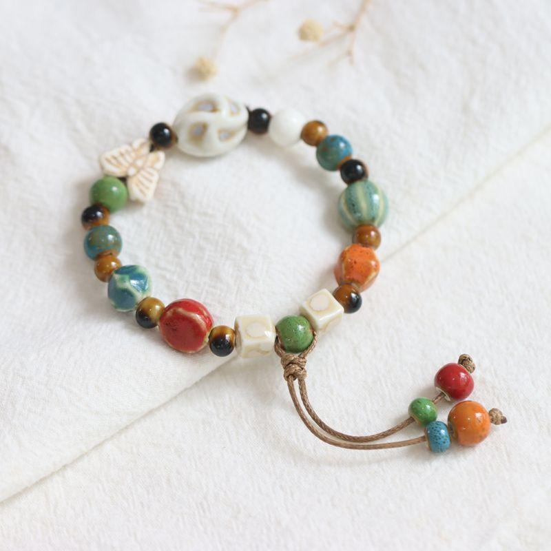 

Чунхуа Цюши Национальный стиль Цзиндэчжэнь Керамический браслет Новый китайский этнический стиль Фарфоровый браслет с бусинами-розами Студенческие украшения 708 Nai Baishi