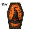 Boerderij Seizoensdecor Vintage Halloween Houten Tafeldecoratie, Rustiek Zwarte Kat Geest Skelet Pompoen Huisaccenten Bureau Blokbord voor Gelaagde
