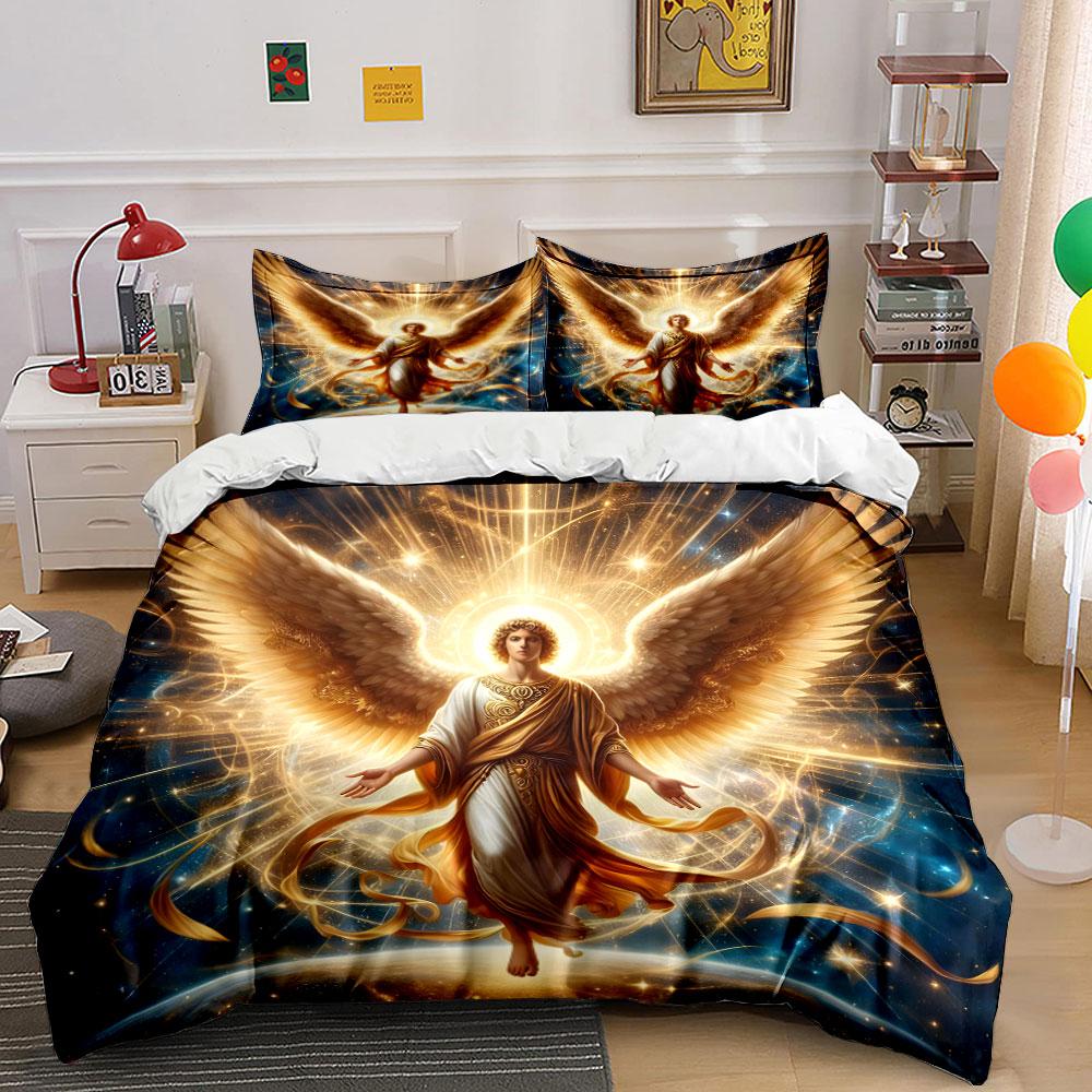 Divine Angelic Trio For Worship  Kid'S And Adults' Bedroom Decor, Exquisite Three-Piece Bedding Set Gift