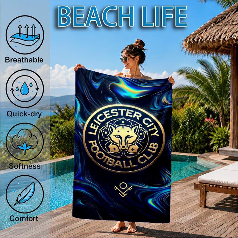 Fc Crest Design Printed Microfiber Beach Towel, Soft And Absorbent, Quick-Dry, Ideal for Summer Travel, Beach Essential, Swimming Pool