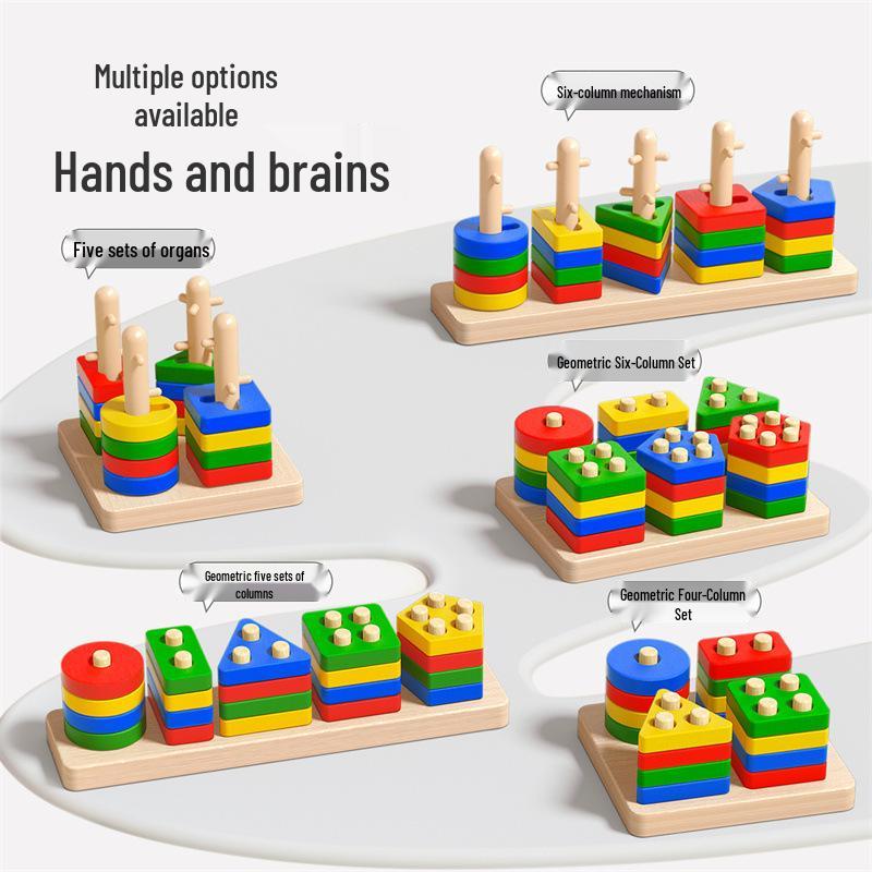 Монтессорі Геометричні Пірамідки - Розвиваюча Іграшка-Сортер для Дітей 0-3 Років, Будівельні Блоки для Інтелектуального Розвитку 1-річної Дитини.