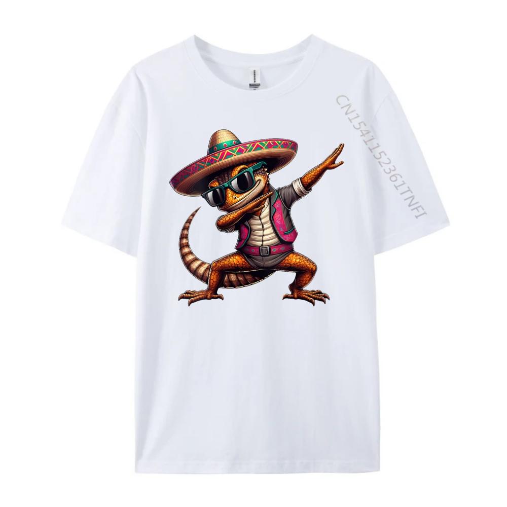 Dabbing Lizard Sombrero Poncho Cinco De Mayo Mexican Streetwear Men Printed T-Shirt