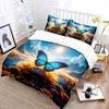 Blue Butterfly Resting On Sunflower Print Soft Comfortable Duvet Cover Bedding Set Included 1*Duvet Cover 2*Pillowcases