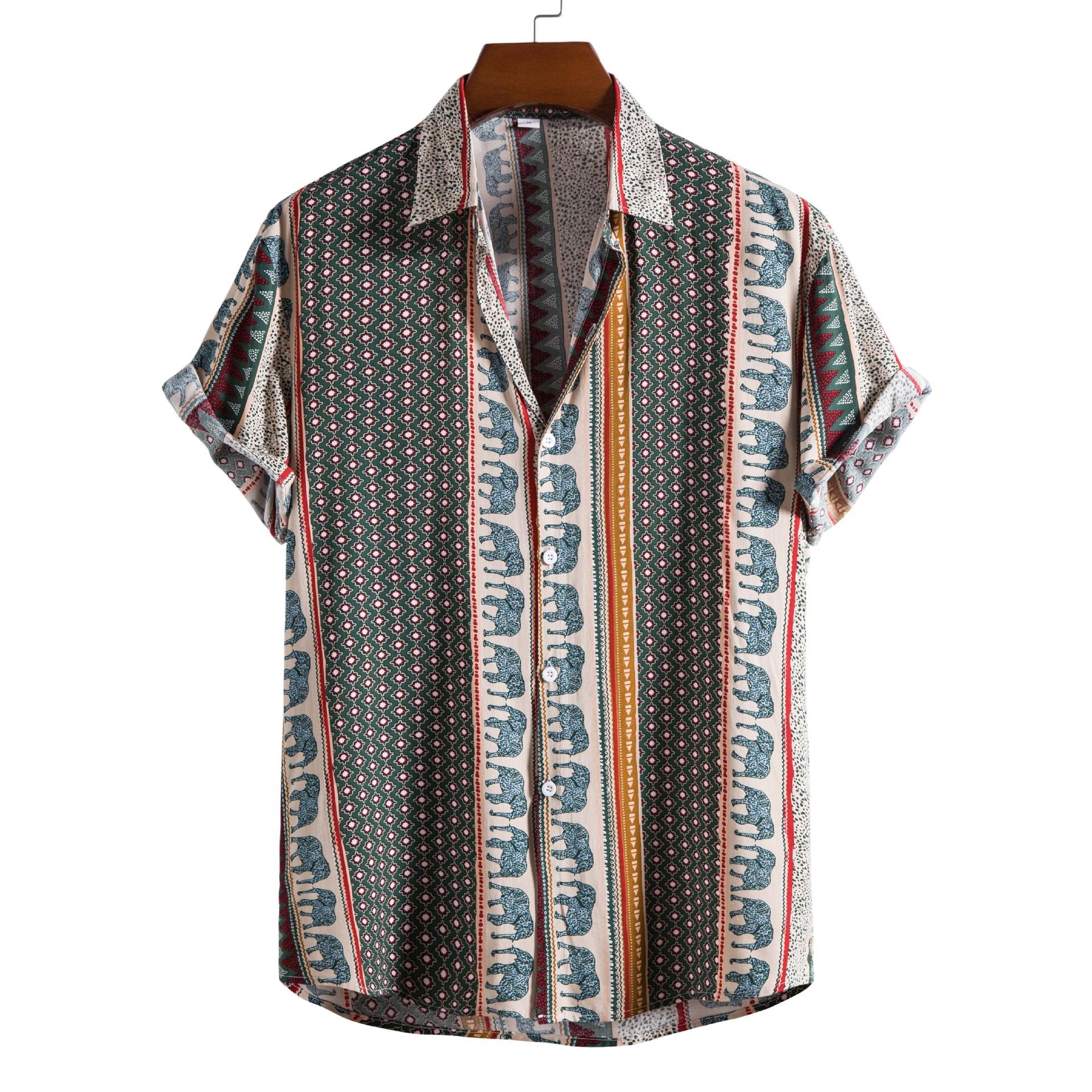 1/2 New Men S Fashion Trend Printed Short Sleeve Shirt L