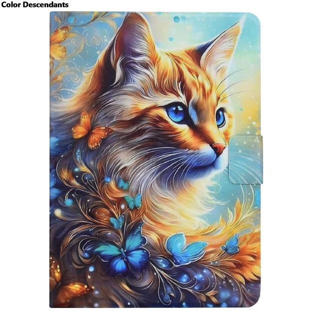 Painting Cute Cat Flip Tablet Case For iPad mini 6 2021/mini 7 2024 8.3 inch Universal Adjustable Stand Protective Case