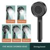Booster Shower Head 5 Modes Household Adjustable High Pressure Water Massage Shower Head Handheld Spray Shower Bathroom Supplies