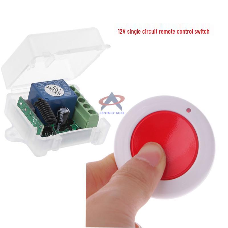 DC 12V Remote Switch with Adhesive Round Control & Self-Reset Receiver