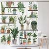 Tropical Plant Cactus Shower Curtain 180Cm *180Cm With Hooks, Floral Waterproof Shower Curtain, Shower Curtains For Bathroom