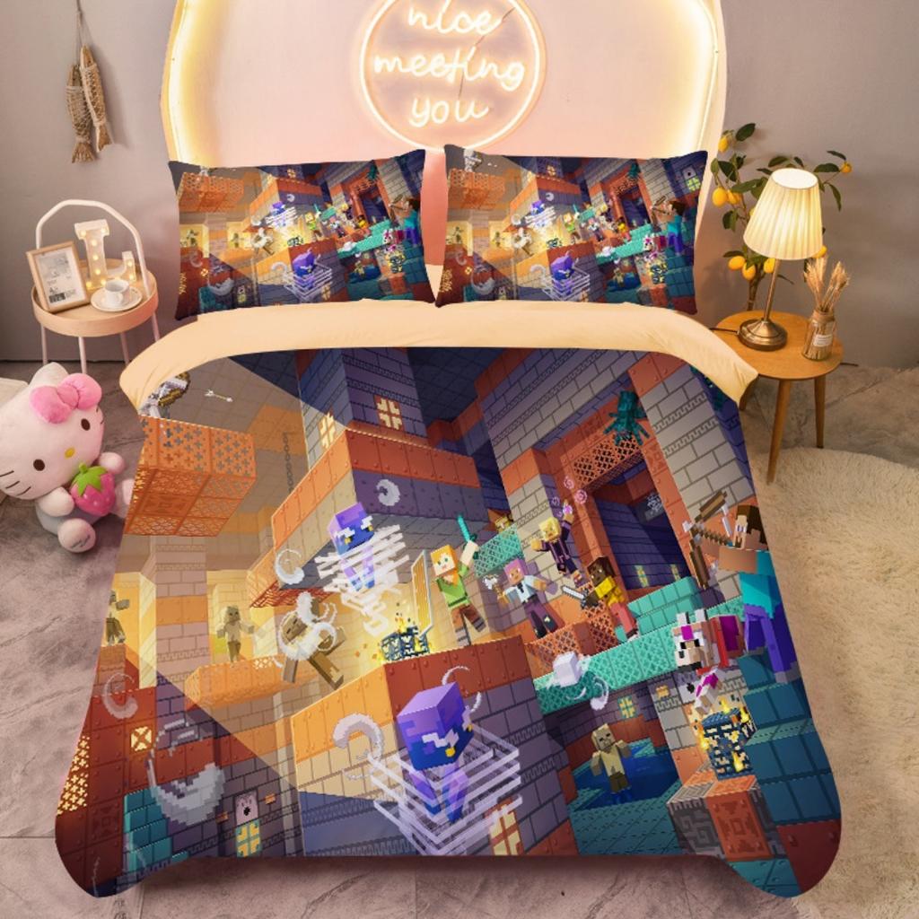 Anime quilt cover My World Duvet Cover My World Monster Hunters Bedding Set Pillowcases Bedclothes Children's Kids Adult
