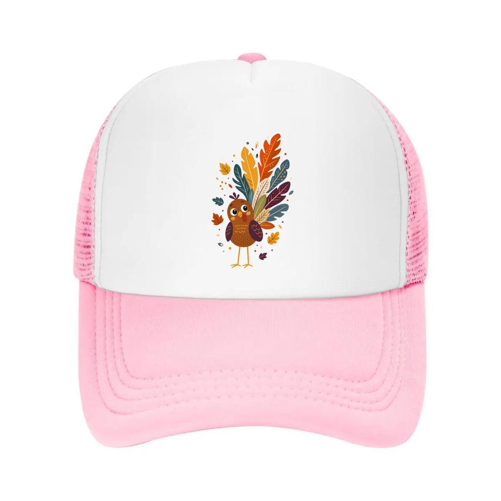 Whimsical Thanksgiving Bird Feather Mesh Baseball Cap Casual Hat Outdoor For Womens Unisex FeUnisex