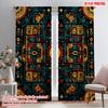 2pcs 2D Flat Printing Curtains Ancient Tribal Geometric Polyester Without Electricity Party Decorations for Indoor Celebrations