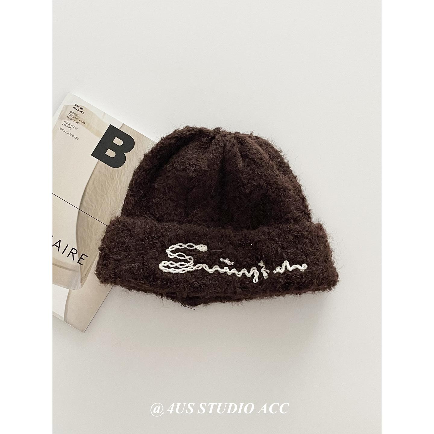 

Knitted Hat for Women in Autumn and Winter Warm and Ear Protecting Wool Blended Woolen Hat Small Cold Hat Showing Face One size