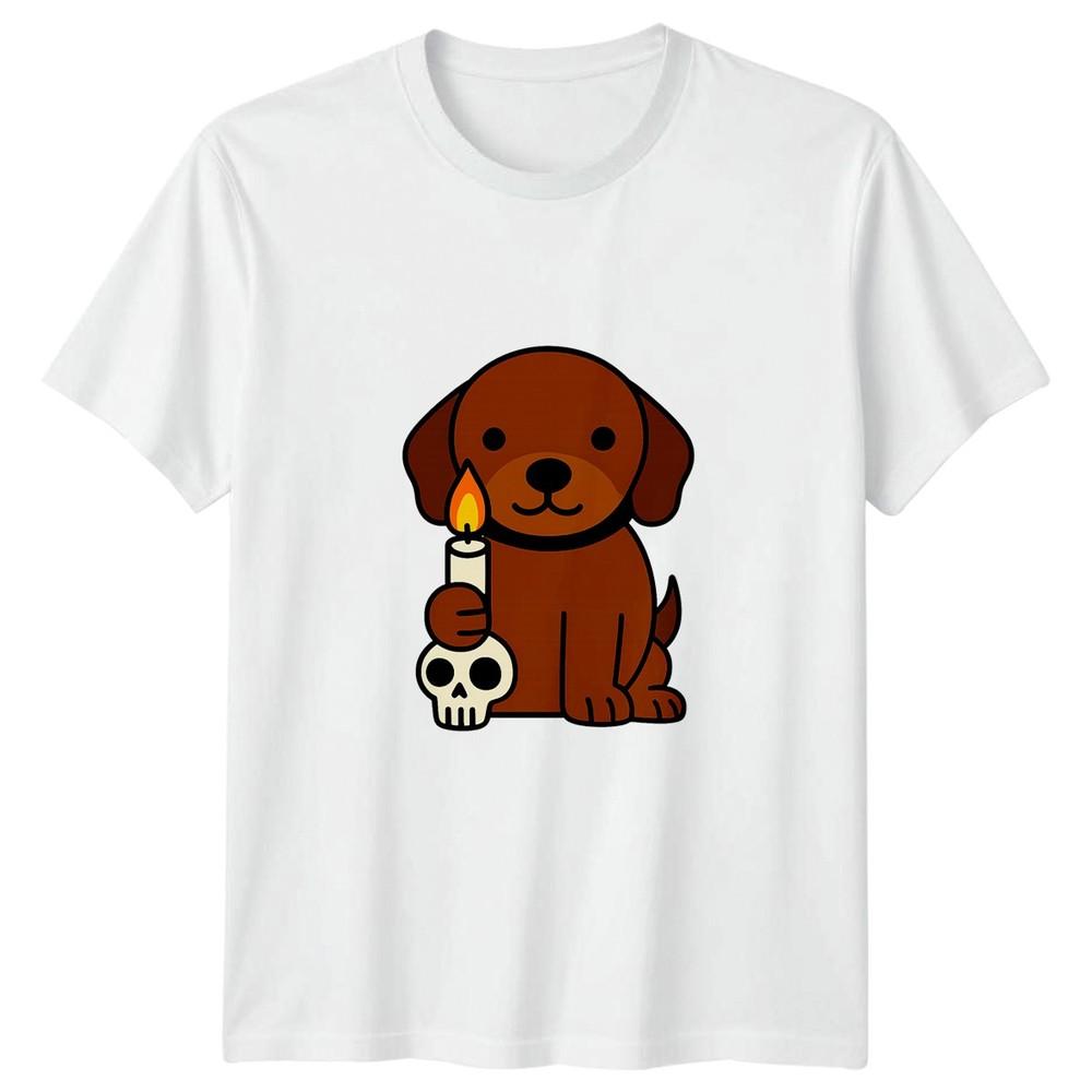 Dog Candle Skull Halloween Holidays Unisexs TShirt Unisexs Tee Graphic Unisex Top S