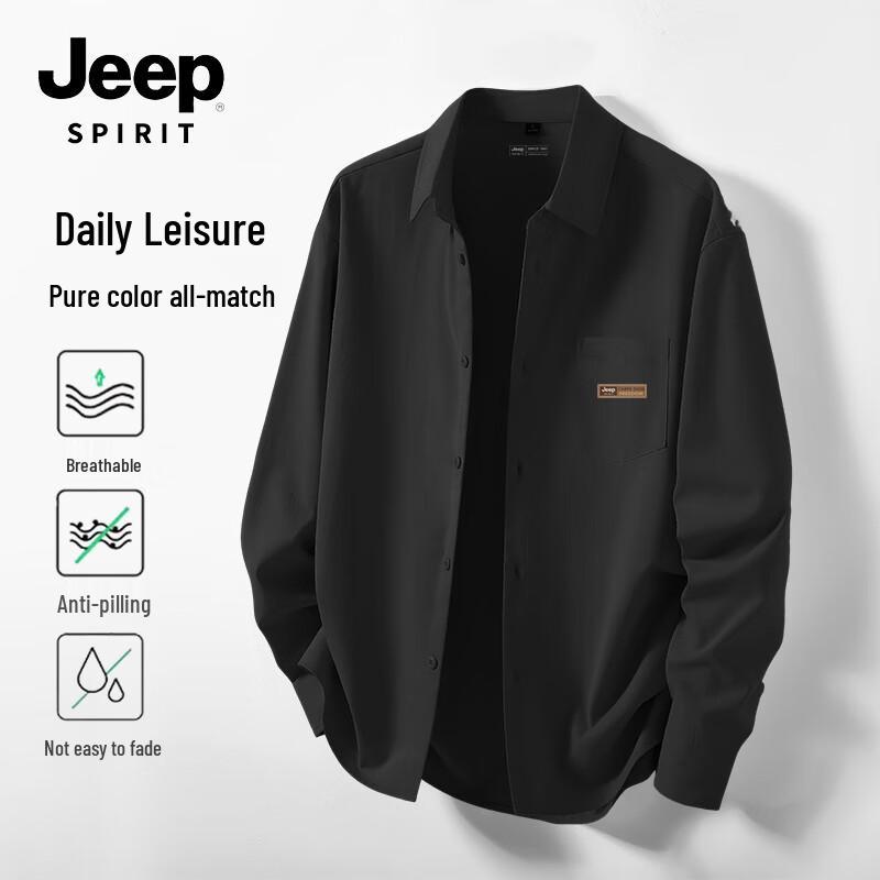 JEEP SPIRIT Men s Casual Long Sleeve Lapel Shirt 2XL