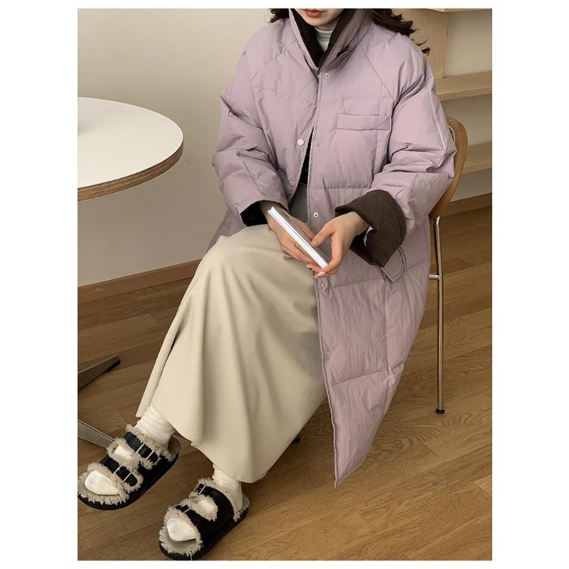 Winter Women's Down Puffer Jackets Baggy Thickening Warm Corduroy Collar Clothing Boutique Clothes Cotton Medium and Long Coats