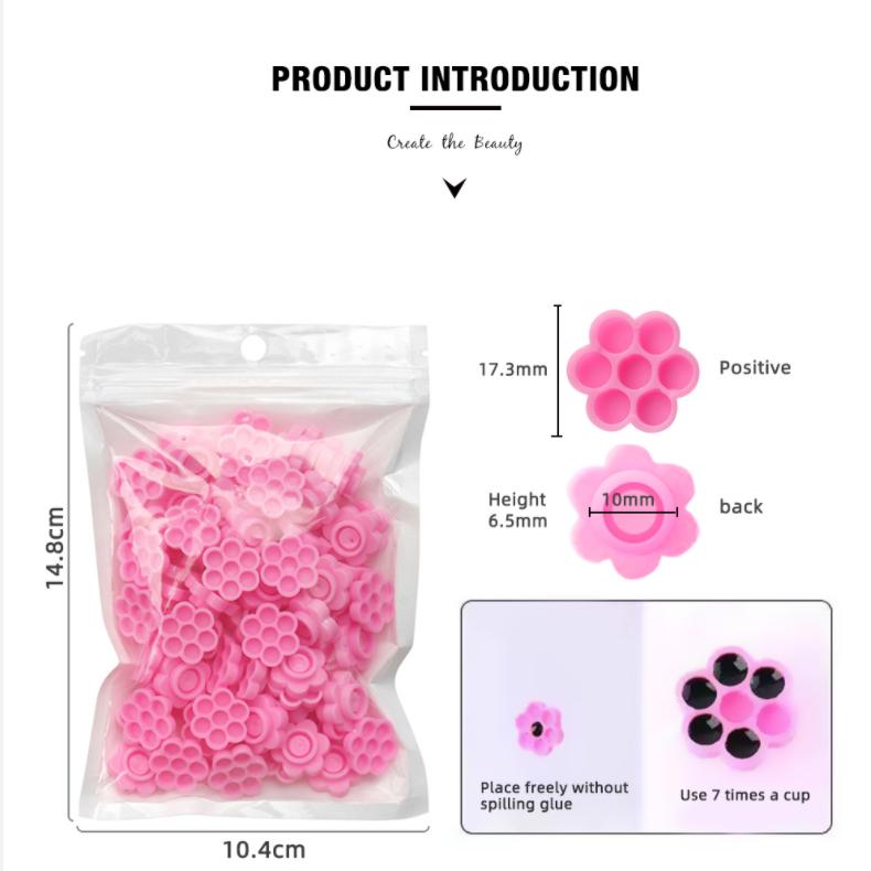 100pcs Disposable Glue Pallet Eyelash Extension Holder Pallet for Tattoo Pigment Adhesive Gel Glue Container Flower Makeup Tools
