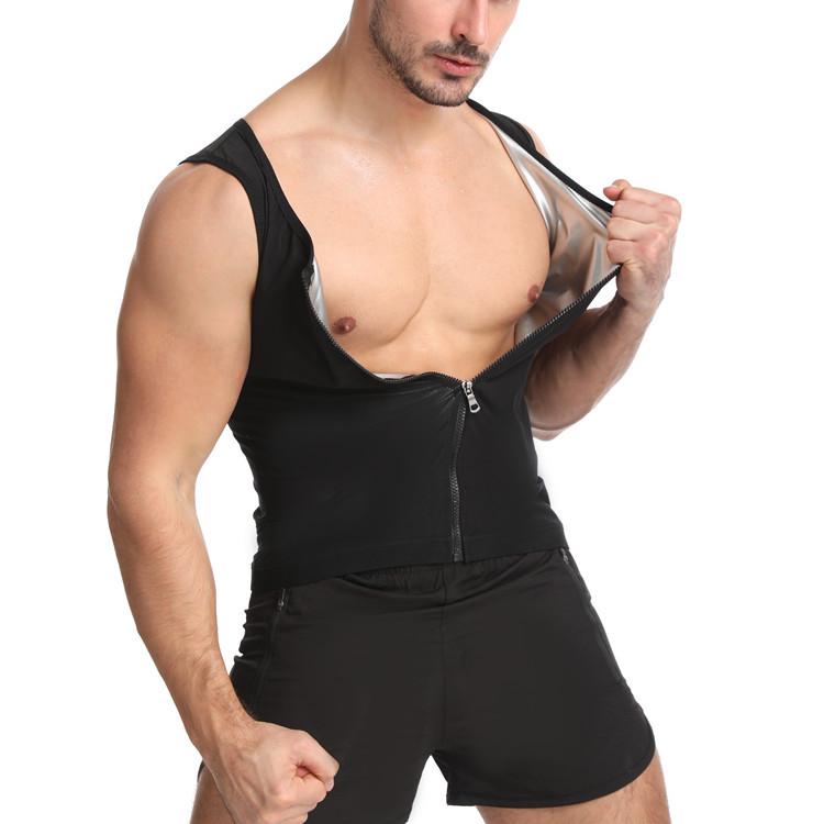 Schweißableitende Reißverschluss Bauchkontrolle Herren Fitness Shaper Weste