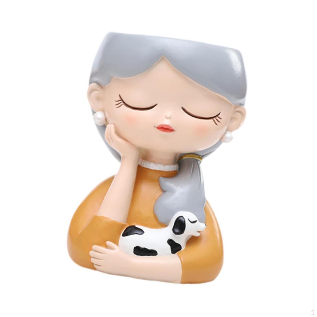 Donica głowa wróżki doniczka kreatywna rzeźba ozdoba kompozycje centralne pojemnik na rośliny