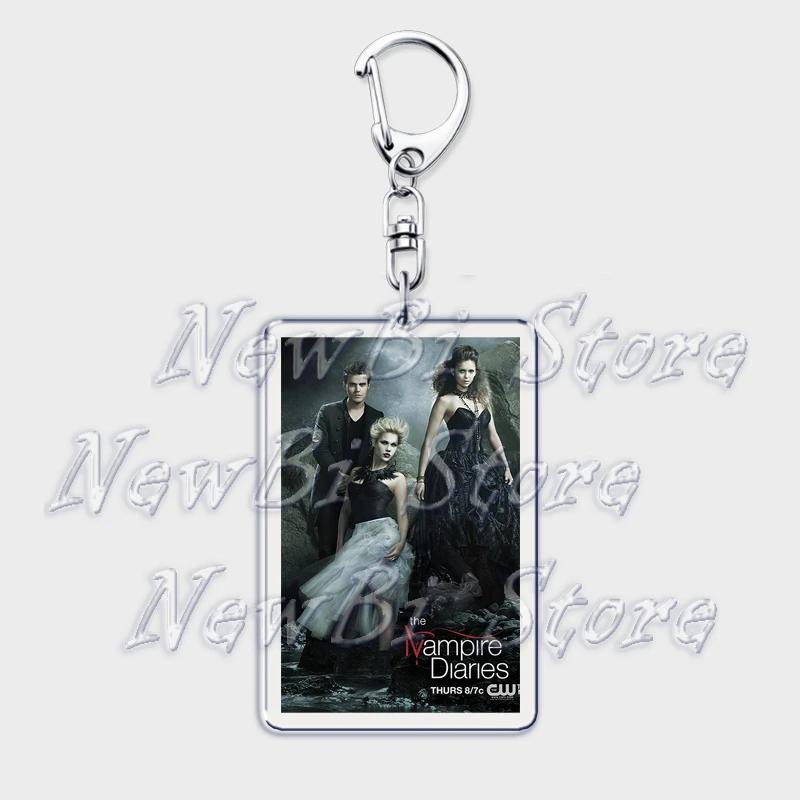 TVD The Vampire Diaries Keychain for Accessories Bag Damon Stefan Salvatore Elena Gilbert Key Chain Keyring Jewelry Fans Gifts