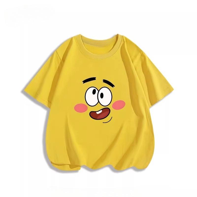 Potdemiel Summer SpongeBob SquarePants Pure Polyester Children's T-Shirt, Comfortable and Breathable, Suitable for Boys and Girls.