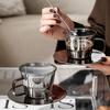 Retro Light Luxury Glass Coffee Cup Set Smoke Gray Transparent Tea Cup Set Afternoon Tea Cup with Spoon Glasses Drink Set Gifts