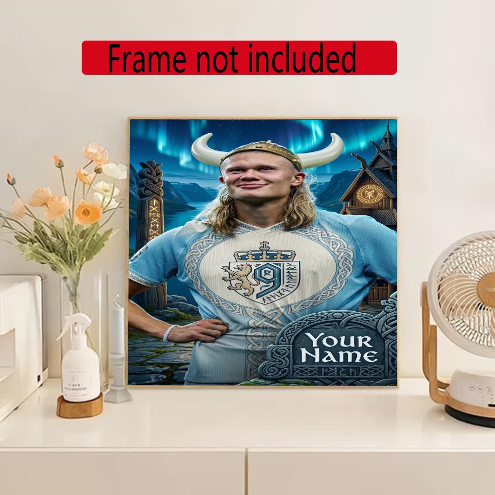 Haaland Personalized Name Diamond Paintings Mosaic Wall Round Diamond Art Painting Kits Embroidery Crystal Accessories Frameless