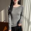 Women S Long Sleeve Knit Sweater One Neck Crochet Hollow Basic Top