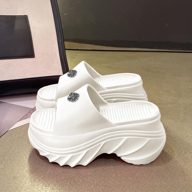 Thick-soled slippers women's summer height increase indoor home versatile outer wear non-slip muffin bottom cool slippers women