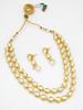 Gold-Plated White Stone-Studded & Beaded Handcrafted Jewellery Set