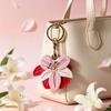 Keychain Pendant Flower Shape Bag Pendant Imitation Leather Access Control Card Holder Protective Cover Car Keychain Hanging Ornament