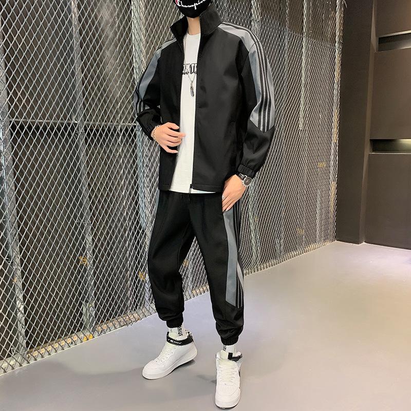 Men Tracksuit Thick Winter Autumn Men's Casual Printed Sports Suit Loose Hooded Hoodies Long Pant Two Piece Male Sportwears Sets