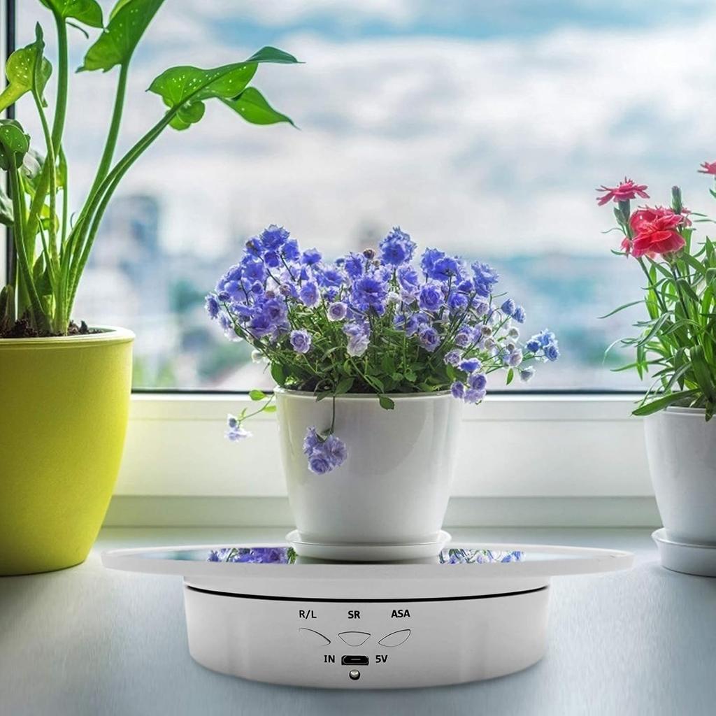 Rotating Display Stand 360 Electronic Turntable Display Spinner Stand with 7.87inch/17.6lbs Load Mirror Cover and USB