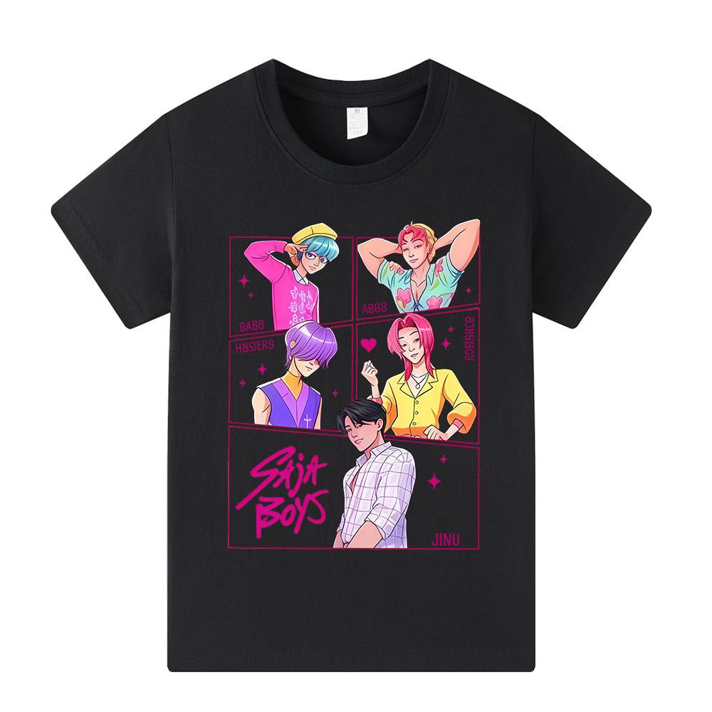 A1217 Kids Boys Girls Sajaboys Kpop Rumi Zoey Mira Print Short Sleeves T-shirt