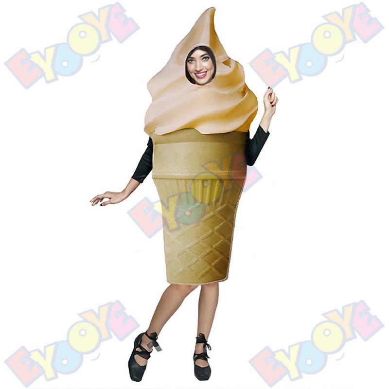 Unisex Ice Cream Cone Costume Kids Adults Halloween Party School Performance Family Fun Event Outfit