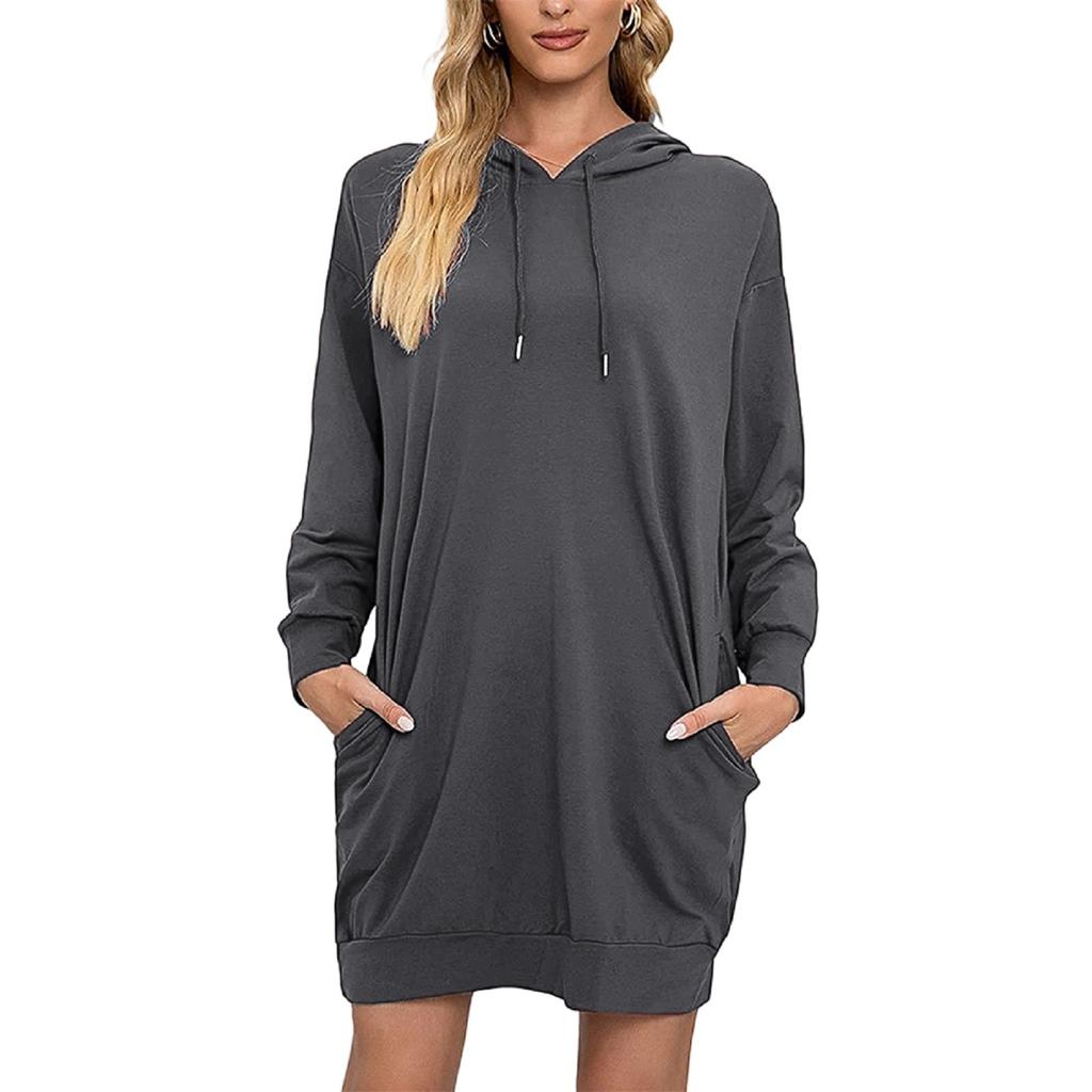 Women's Mid-Length Hooded Drawstring Long-Sleeve Sweatshirt - Versatile  Casual Wear