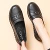 Leather Black Work Shoes Woman Wedges Female Casual Lace Up Autumn Winter Warm Shoes Women's Non-slip Loafers Zapatos
